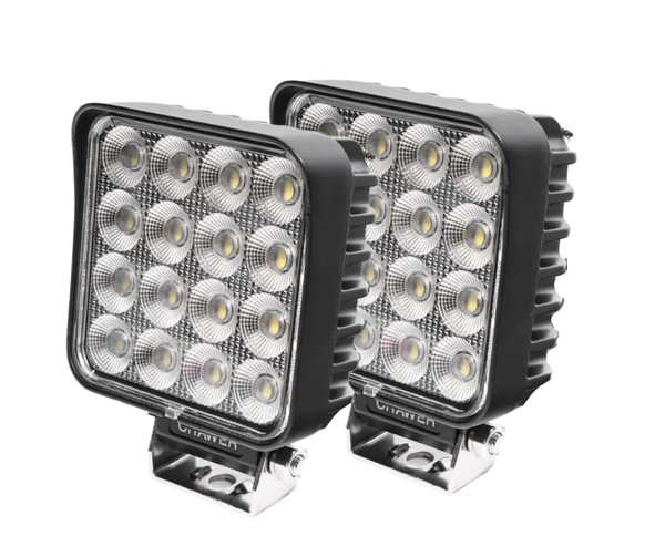 Crawer 48W Universal LED Work Lights Twin Pack – Square 4500 Lumen Lamps with 2m Cable - CR-2001-2