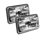 Pair of rectangular car headlights on a white background