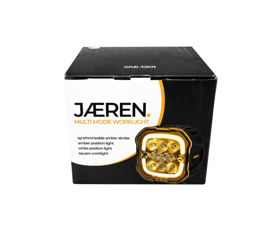 Box of Jäeren multi-mode worklight with product image on a white background