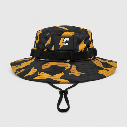 LightComm Outdoor Bucket Hat – Yellow & Black Camo